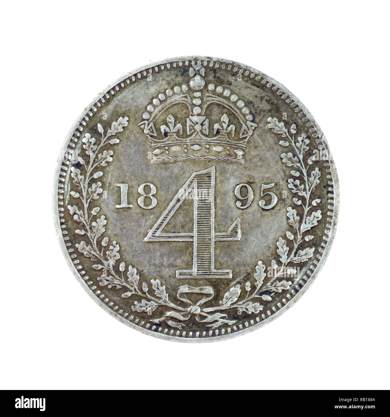 1895 British Victorian quattro penny Maundy coin Foto Stock