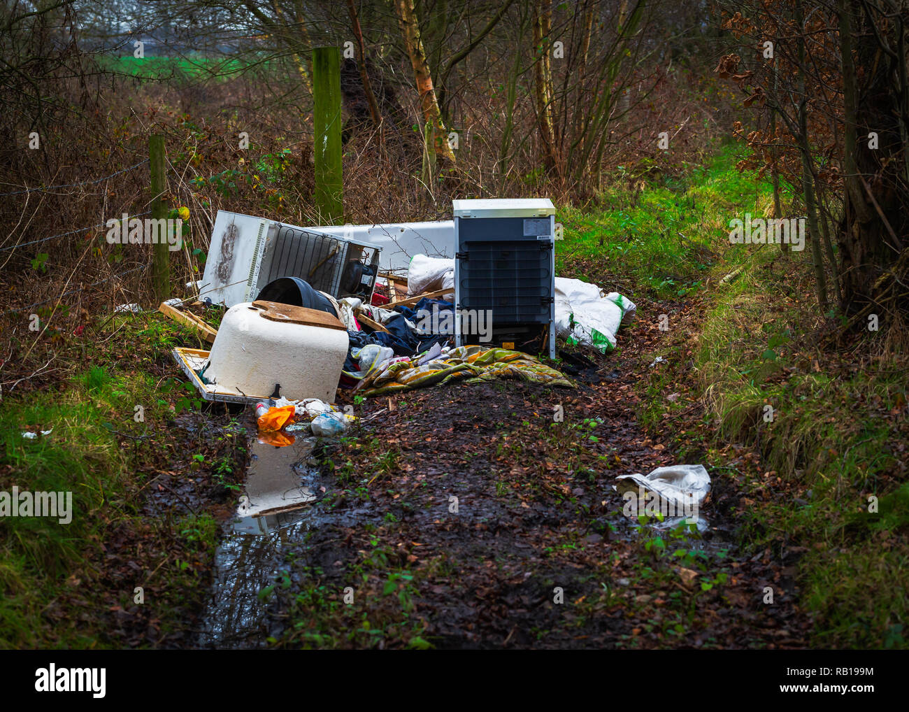 Volare il ribaltamento di spazzatura nella campagna del Cheshire Foto Stock