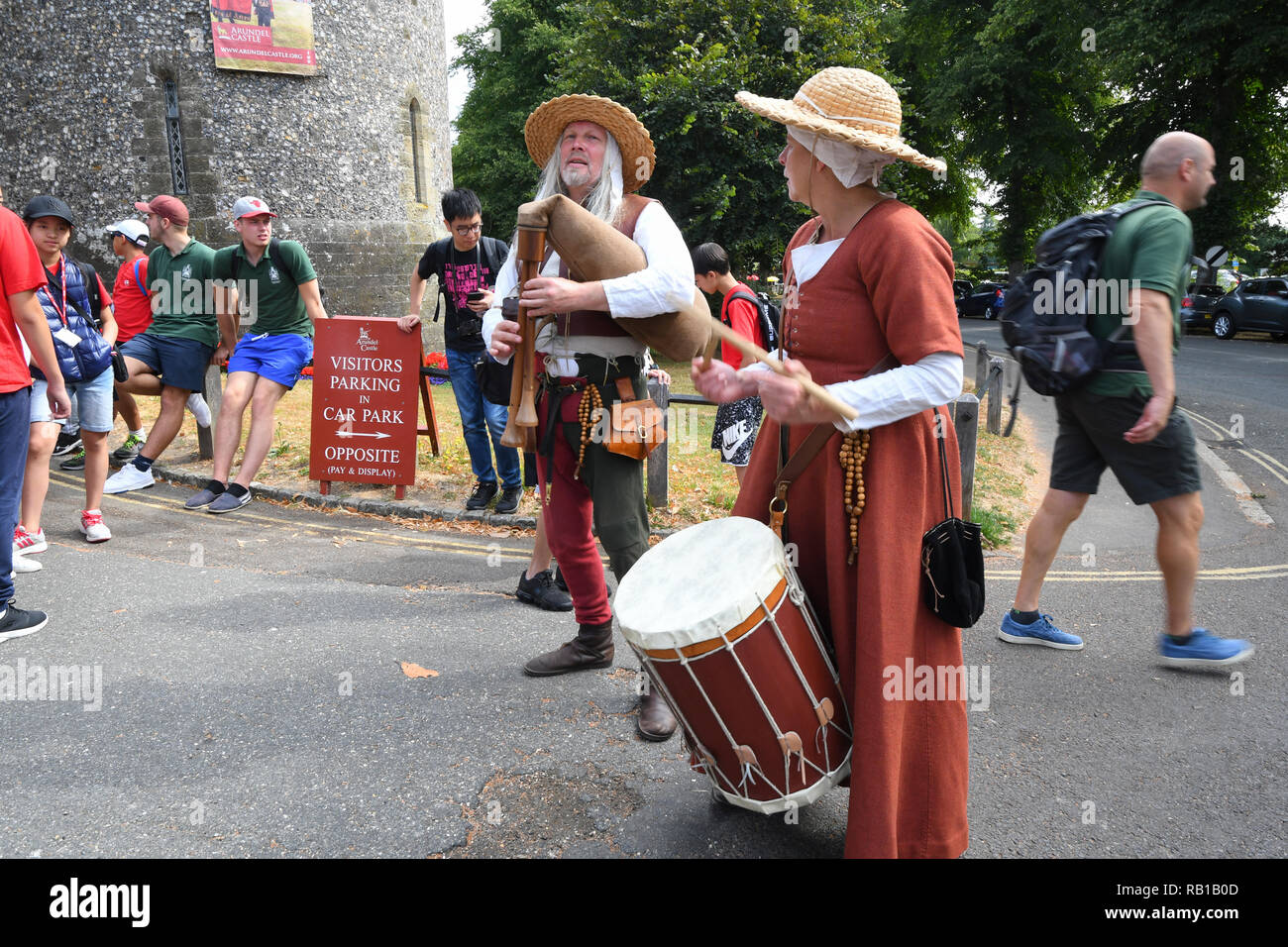 Luglio 2018 International giostre e Torneo Medievale Settimana in Arundel, West Sussex, in Inghilterra, Regno Unito, Foto Stock