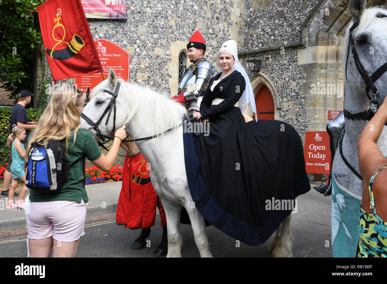 Luglio 2018 International giostre e Torneo Medievale Settimana in Arundel, West Sussex, in Inghilterra, Regno Unito, Foto Stock