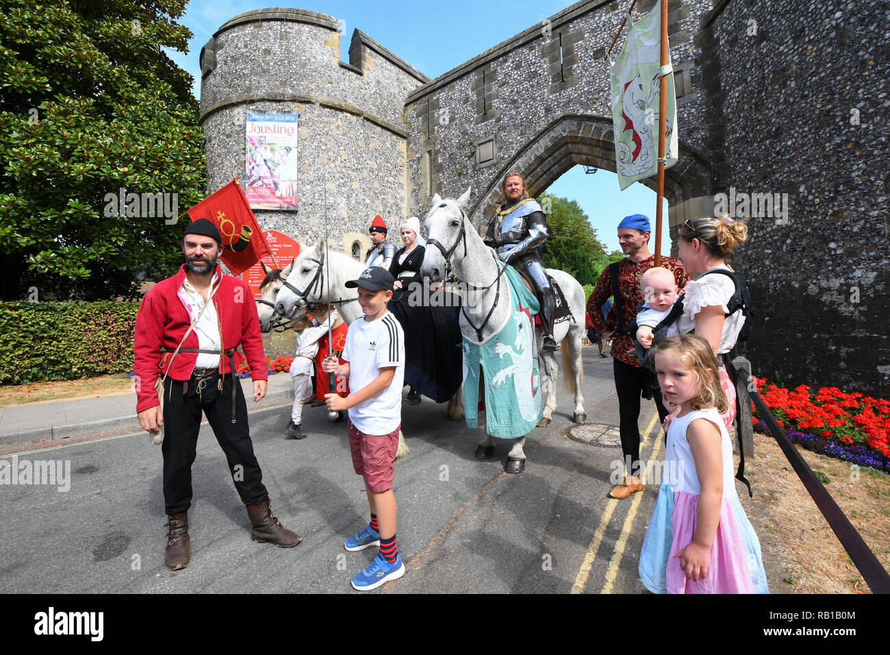 Luglio 2018 International giostre e Torneo Medievale Settimana in Arundel, West Sussex, in Inghilterra, Regno Unito, Foto Stock