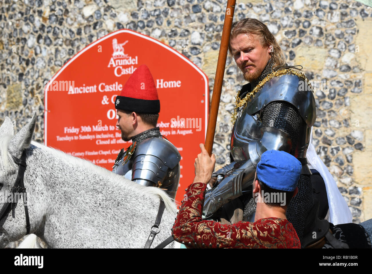 Luglio 2018 International giostre e Torneo Medievale Settimana in Arundel, West Sussex, in Inghilterra, Regno Unito, Foto Stock