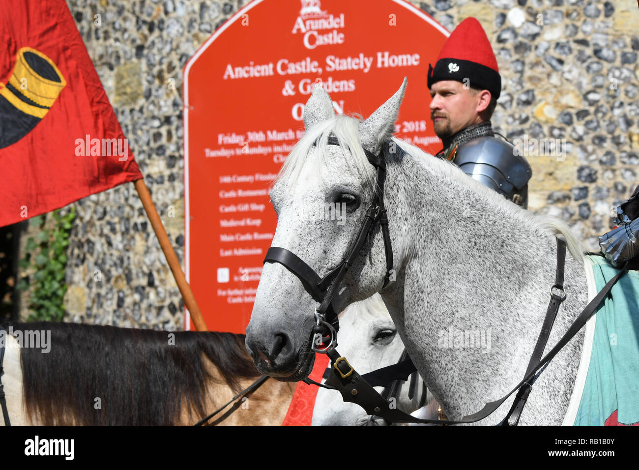 Luglio 2018 International giostre e Torneo Medievale Settimana in Arundel, West Sussex, in Inghilterra, Regno Unito, Foto Stock