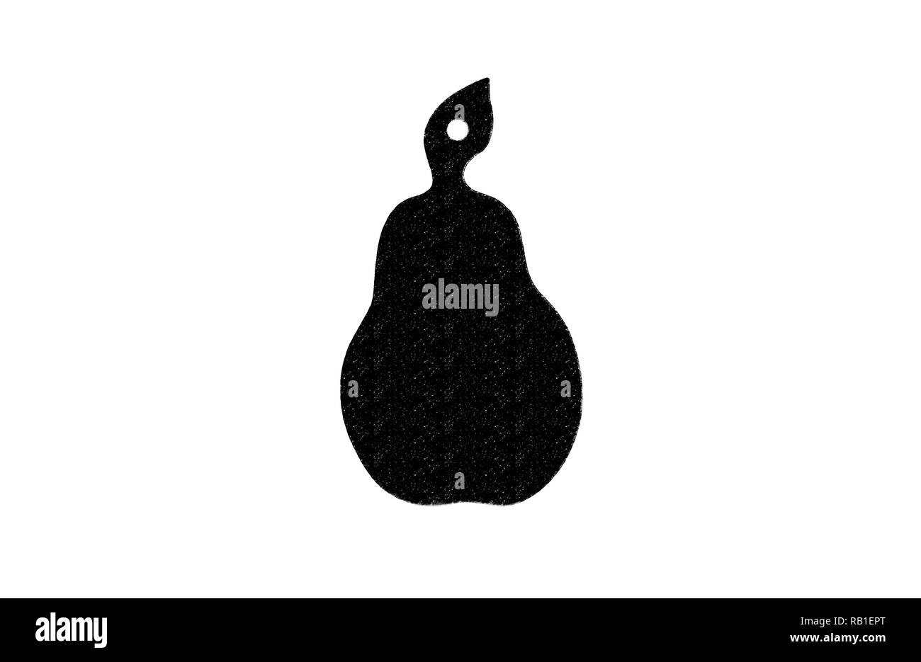 Silhouette nera di una pera su sfondo bianco Foto Stock