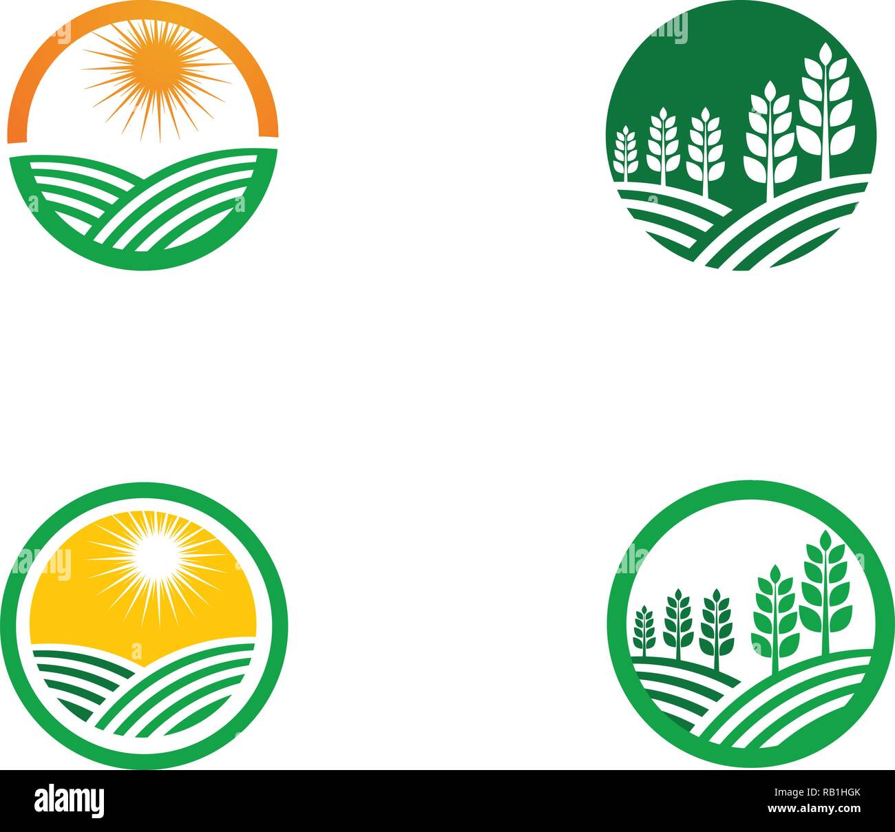 Agricoltura logo aziendale unico verde immagine vettoriale Illustrazione Vettoriale