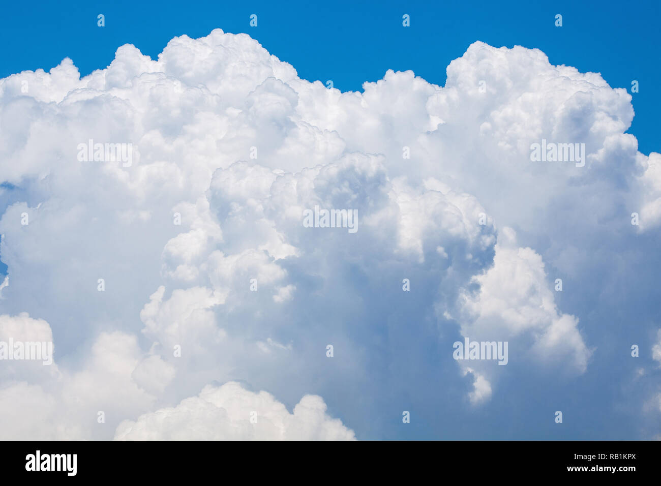 Bianco brillante puffy cloud sul cielo blu Foto Stock