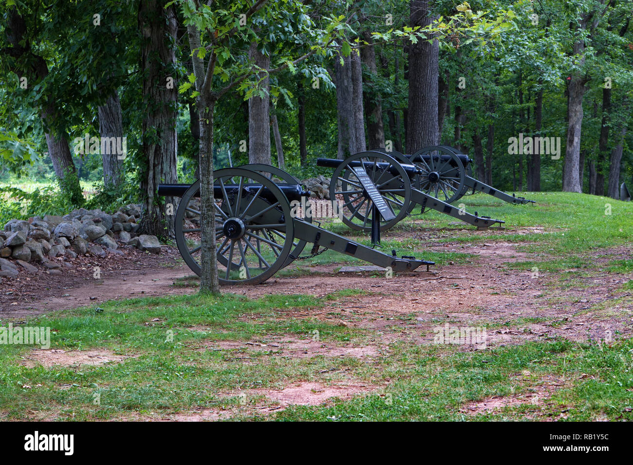 Gettysburg, PA, Stati Uniti d'America. Lug 2015. Replica visualizza canon presso il Parco Militare Nazionale di Gettysburg. Foto Stock