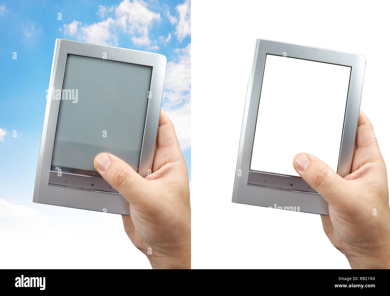 La lettura di e-book con e book reader - percorso di clipping Foto Stock