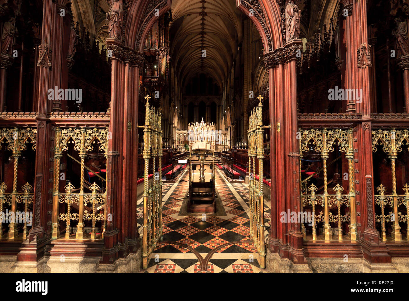 Gli interni della Cattedrale di Ely, città di Ely, Cambridgeshire, England, Regno Unito Foto Stock