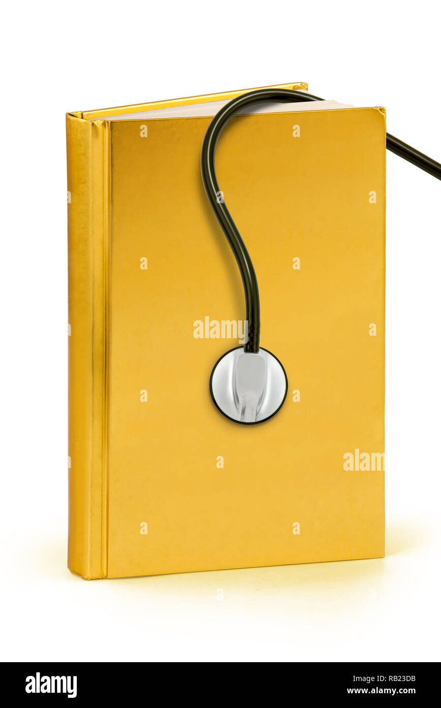 Un coperchio dorato libro rilegato di medical - con percorso di clipping (per dimensione massima) Foto Stock