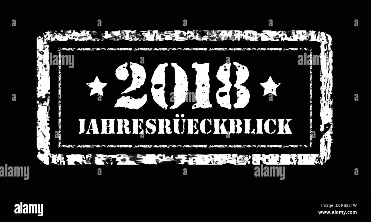Jahresruckblick 2018. Revisione dell'anno, timbro. Testo in tedesco. Relazione annuale. Illustrazione Vettoriale Illustrazione Vettoriale