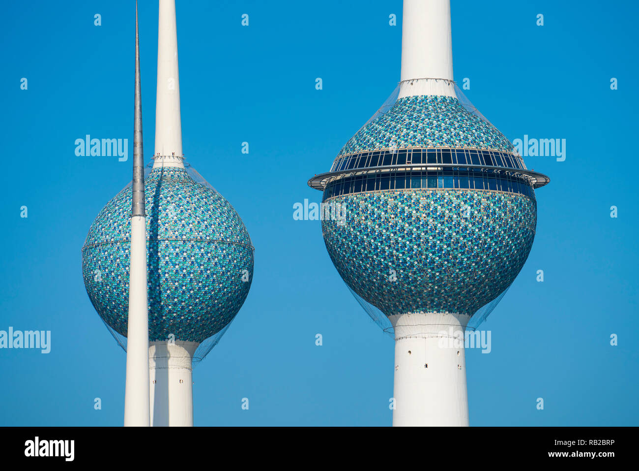 Vista del Kuwait Towers in Kuwait City, Kuwait Foto Stock