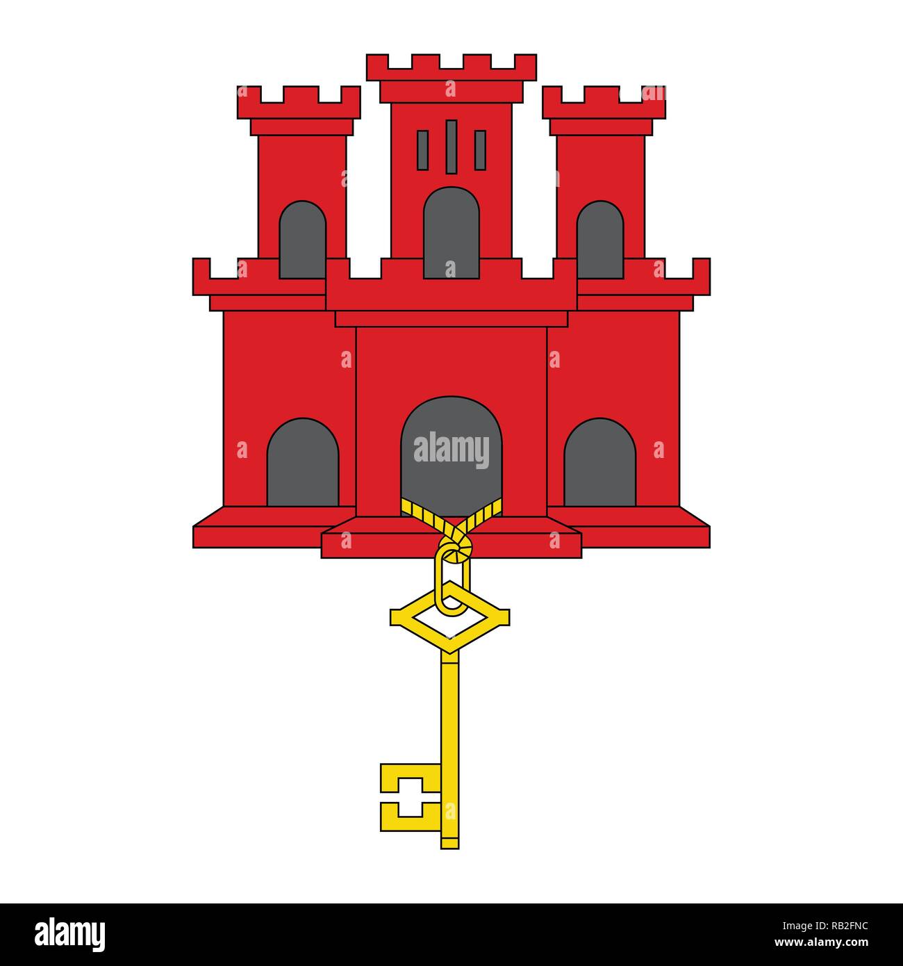 Stemma dello Stato di Gibilterra, illustrazione vettoriale Illustrazione Vettoriale