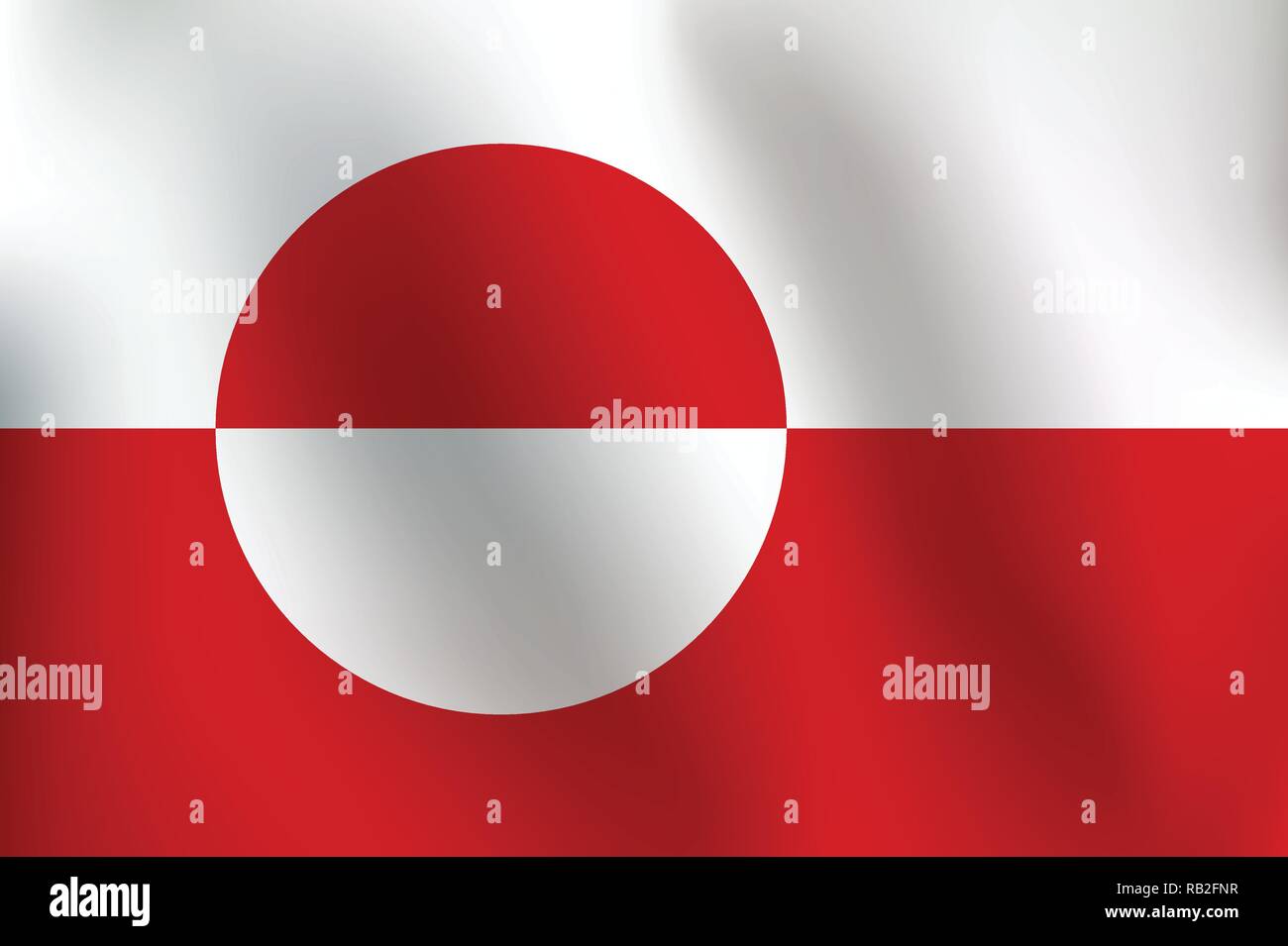 Bandiera della Groenlandia con un po' di sbandieratori, ombreggiatura & Bandiera colori strati separati - Illustrazione Vettoriale Illustrazione Vettoriale