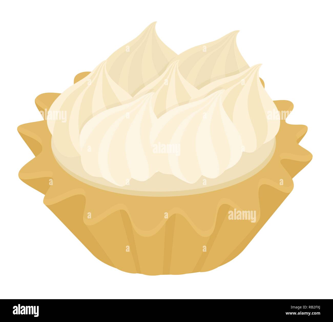 Deserto Tartlet la torta con la meringa italiana e crema di limone. Illustrazione Vettoriale su sfondo bianco Illustrazione Vettoriale