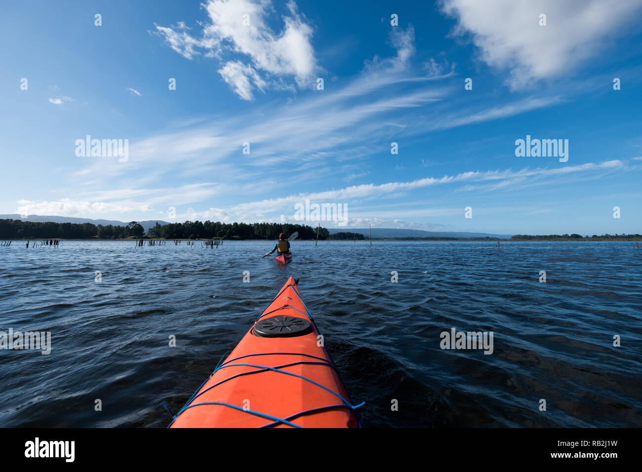 Gita in kayak nel sud del Cile Foto Stock