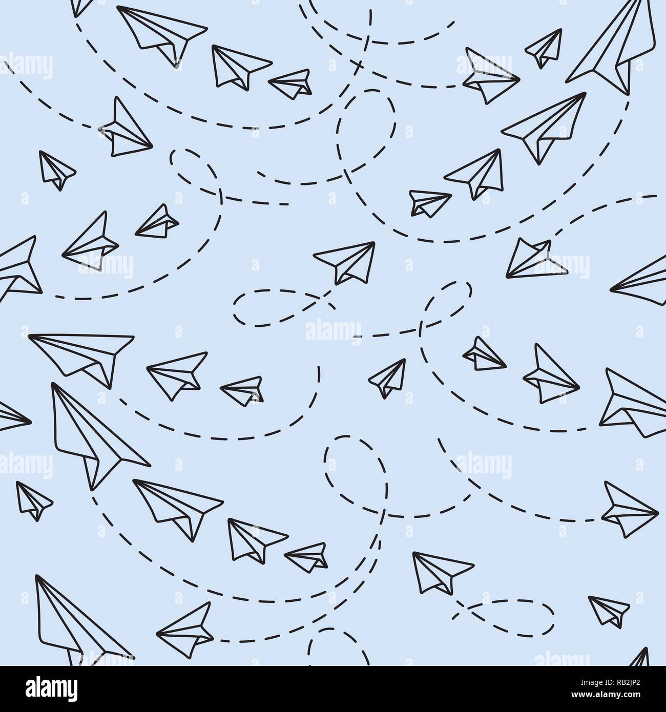 Semplice e divertente piano carta Pattern sul blu chiaro Illustrazione Vettoriale