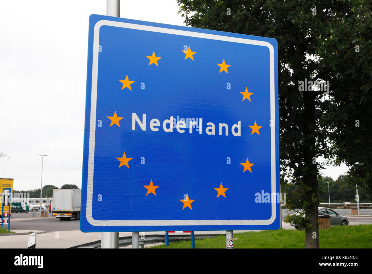 Nederland firmare alla frontiera tra Germania e Olanda Foto Stock