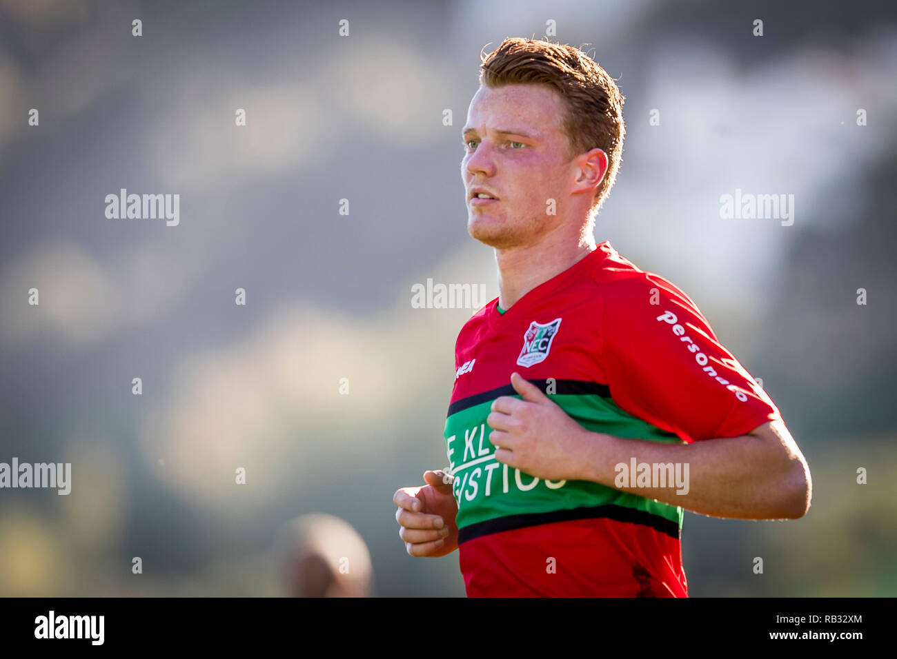 Estepona, Spagna. 06 gen 2019. Estepona, Spagna. 6 gennaio 2019. Calcio olandese Keuken Kampioen divisie Stagione 2018 / 2019. NEC player Ferdy Druijf durante il match NEC - Hannover 96. Credito: Pro scatti/Alamy Live News Credito: Pro scatti/Alamy Live News Foto Stock