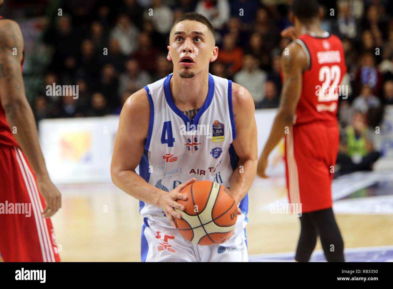 Sassari, Italia. 06 gen 2019. Foto Enrico Locci /LaPresse06-01-2019 Sassari ( Italia ) Sport BasketLega Basket Serie A 2018 - 2019 il Banco di Sardegna Sassari vs Alma Trieste Nella foto: Scott Bamforth Foto Enrico Locci /LaPresseJenuary 06, 2019 Sassari ( Italia ) Sport BasketLeague Basket Serie A 2018 - 2019Banco di Sardegna Sassari vs Alma Trieste nel pic: ---- Credito: LaPresse/Alamy Live News Foto Stock