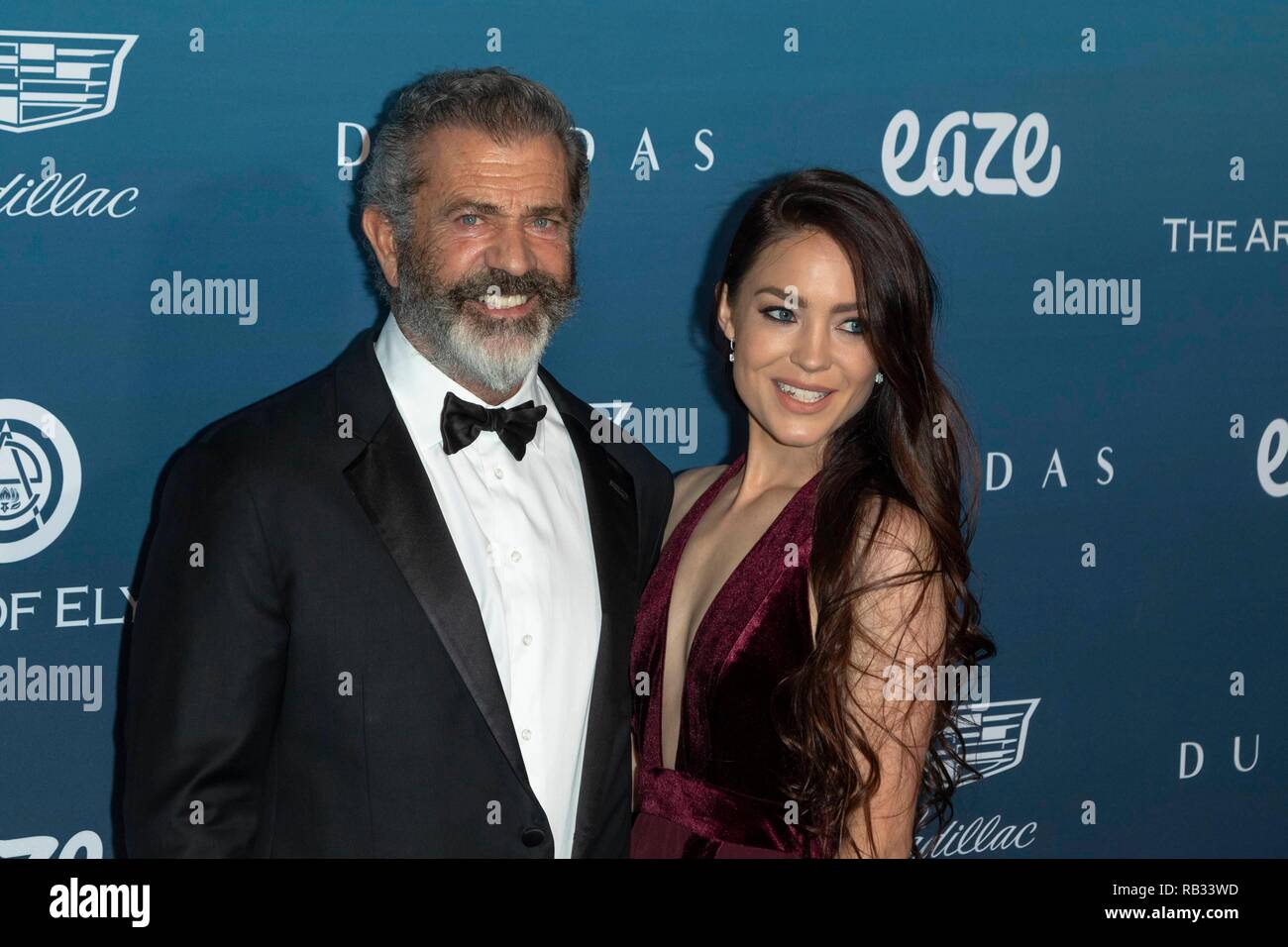 Los Angeles, Stati Uniti d'America. 05 gen 2019. Mel Gibson e Rosalind Ross frequentare l'arte di Elysium la dodicesima celebrazione annuale - il cielo di Los Angeles, California, USA, il 05 gennaio 2019. | Utilizzo di credito in tutto il mondo: dpa picture alliance/Alamy Live News Foto Stock