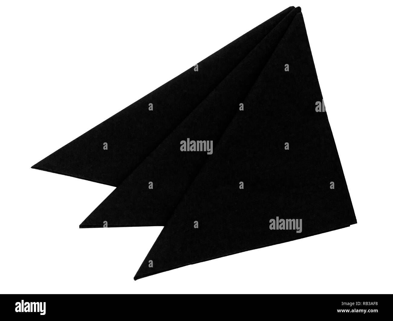 Tre nero piegati tovaglioli di carta, salviette isolato su bianco. Per i funerali, wake etc. Foto Stock