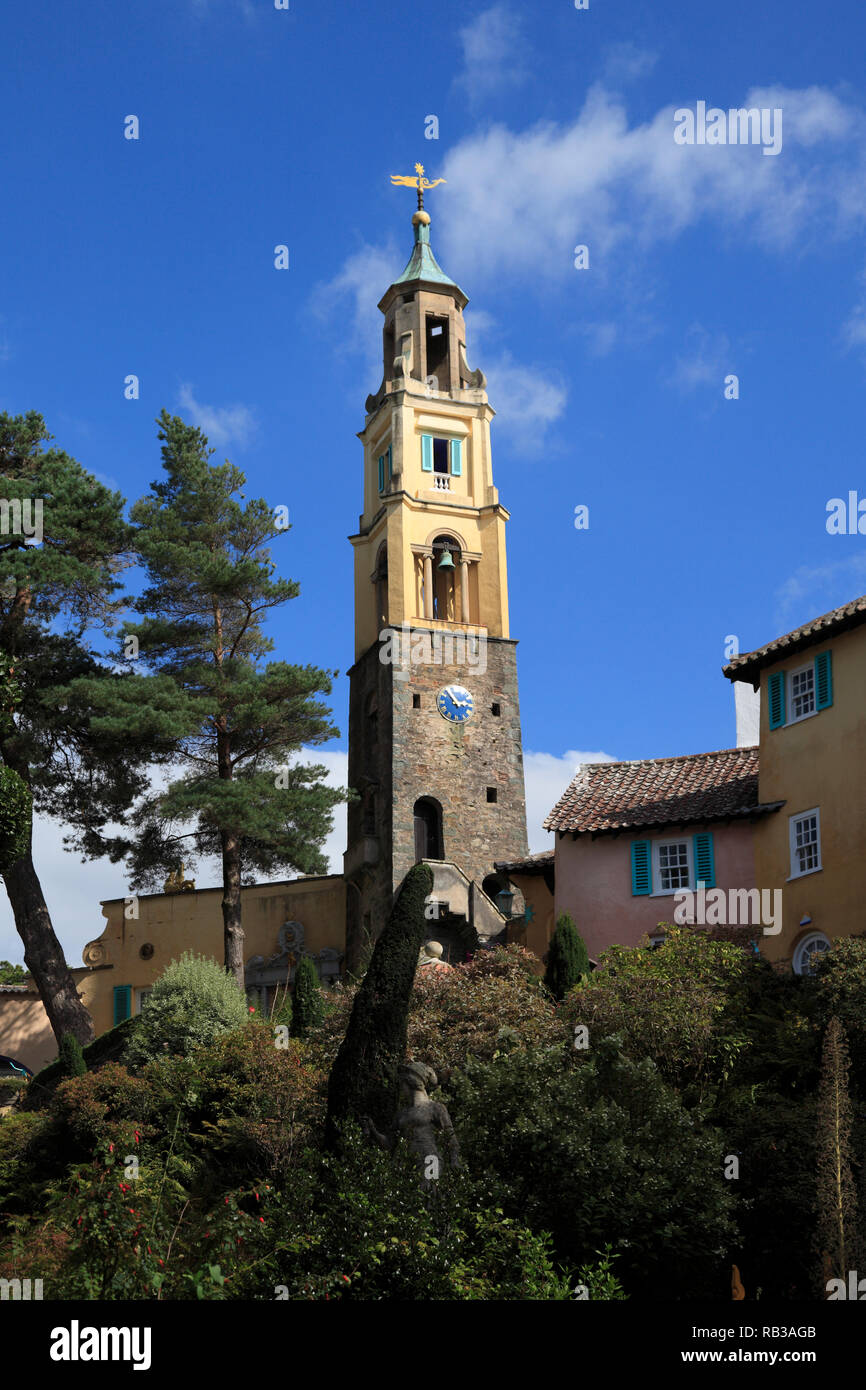 Portmeirion Village, Gwynedd, il Galles del Nord, Wales, Regno Unito Foto Stock