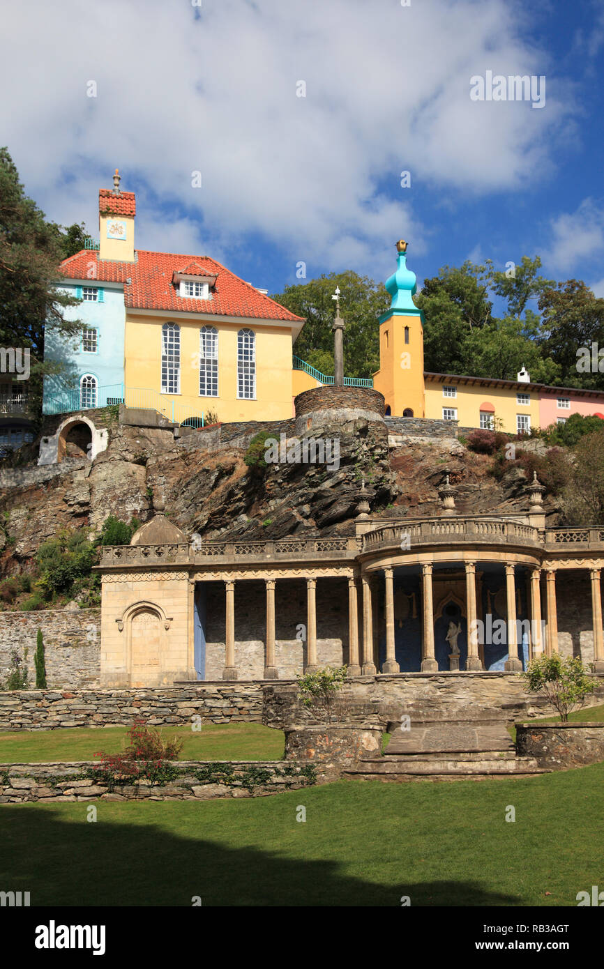 Portmeirion Village, Gwynedd, il Galles del Nord, Wales, Regno Unito Foto Stock