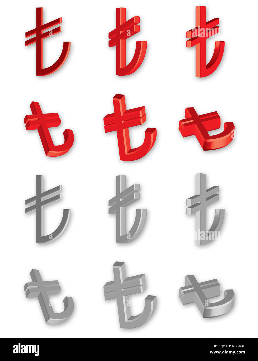 3d denaro simbolo della nuova lira turca (TL) Foto Stock