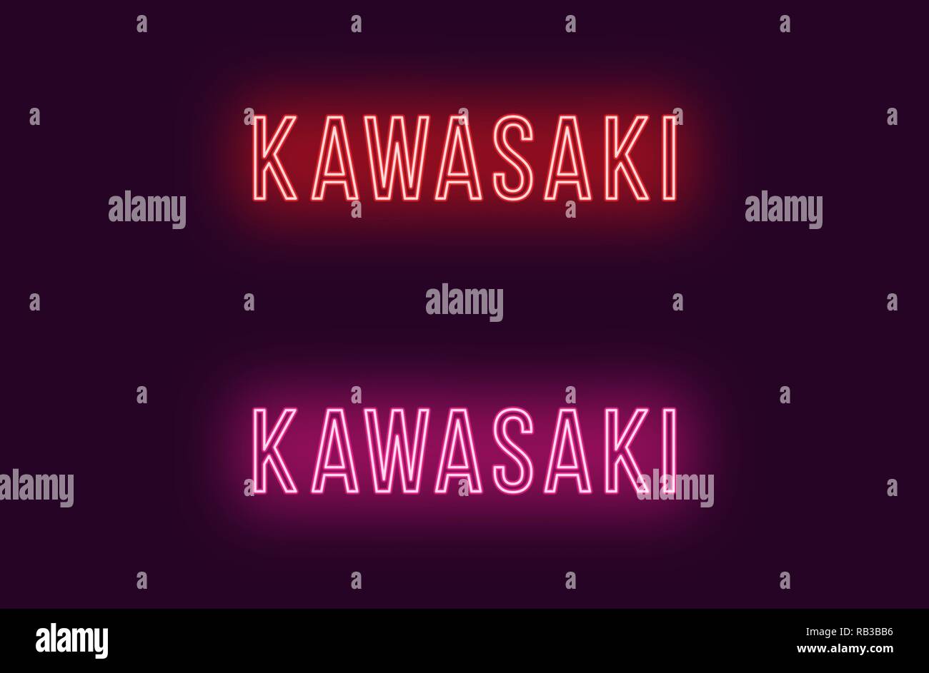 Nome Neon di Kawasaki Città in Giappone. Testo Vettoriale di Kawasaki,  iscrizione al neon con retroilluminazione in stile sottile, rosso e rosa di  colori. Isolato incandescente tit Immagine e Vettoriale - Alamy