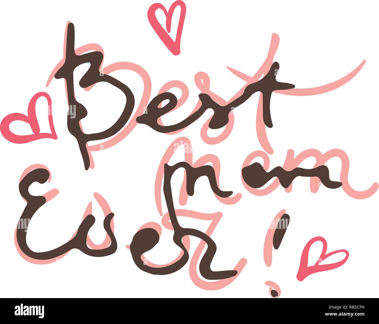 Best Mom mai doodle lettering banner. La calligrafia vettore inchiostro testo. Immagine per biglietto di auguri, stampa etichetta, t-shirt Illustrazione Vettoriale