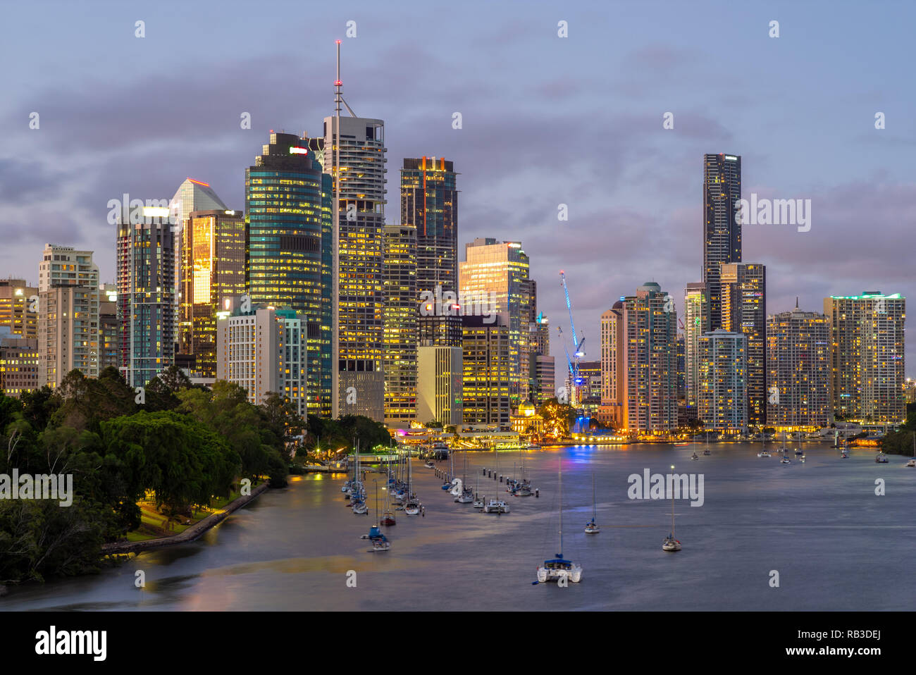 Lo skyline di Brisbane, la capitale del Queensland, Australia Foto Stock