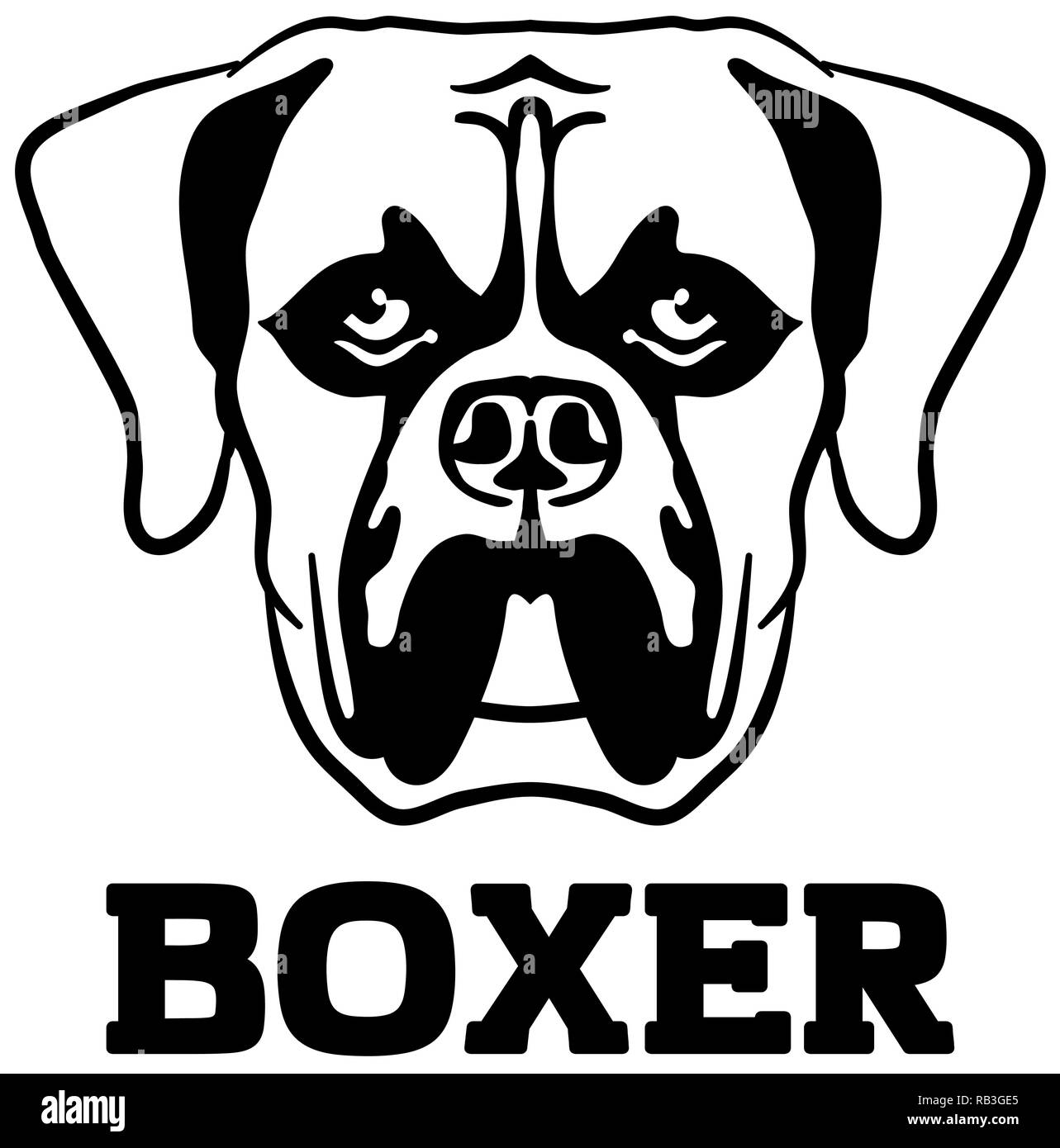 Boxer testa nera con nome Illustrazione Vettoriale