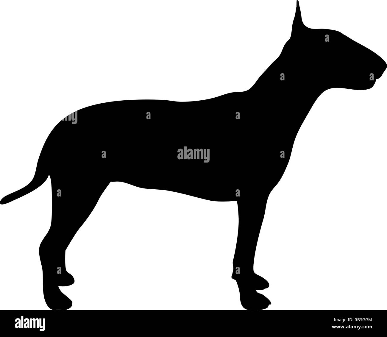 Bull terrier silhouette in nero Illustrazione Vettoriale