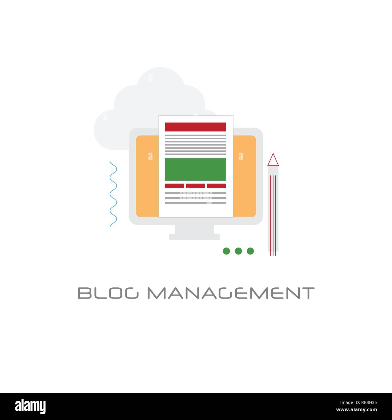 Business informazioni digitali tecnologia blog il concetto di gestione stile di linea isolato Illustrazione Vettoriale