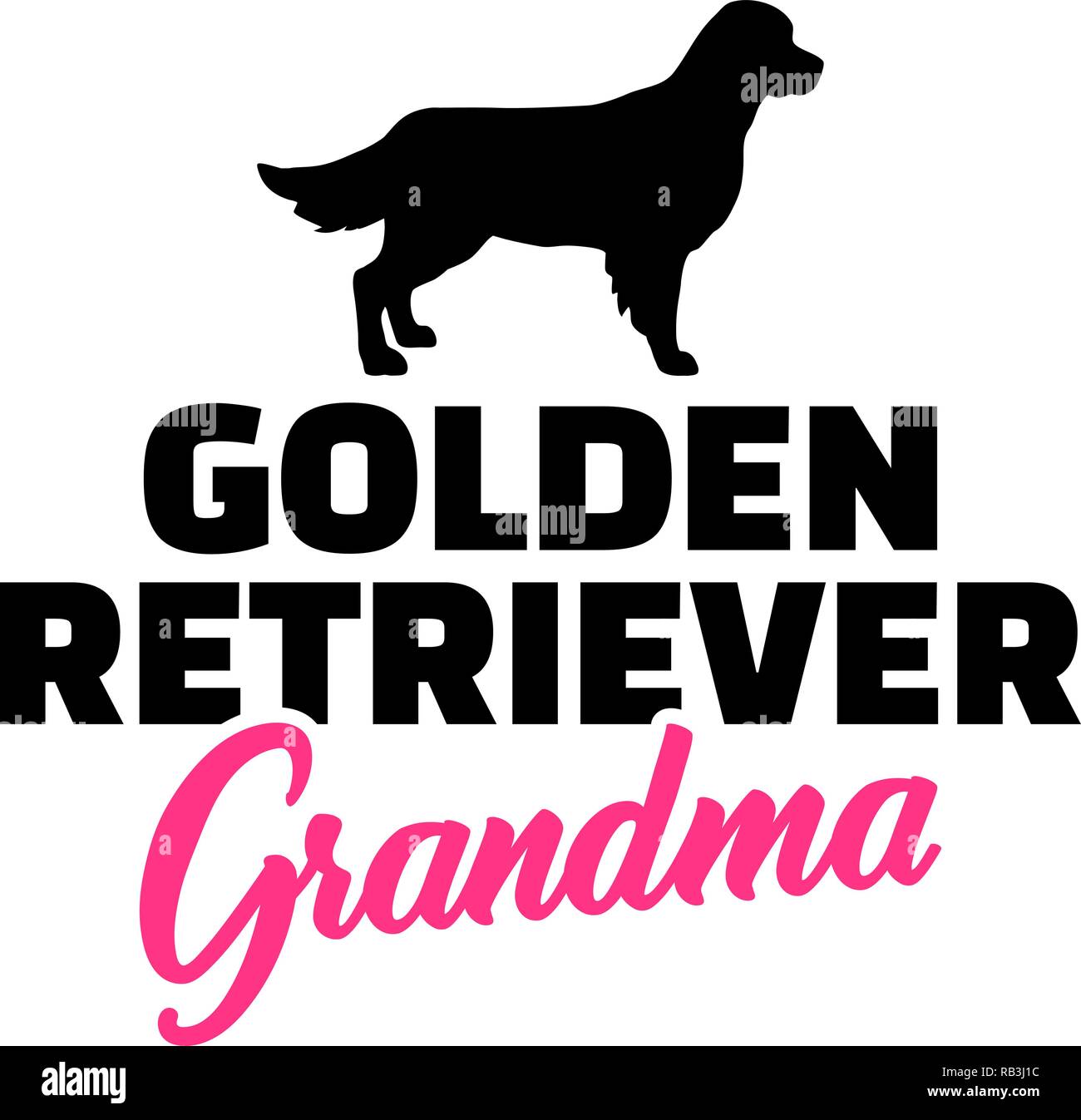 Il Golden Retriever nonna silhouette nero Illustrazione Vettoriale