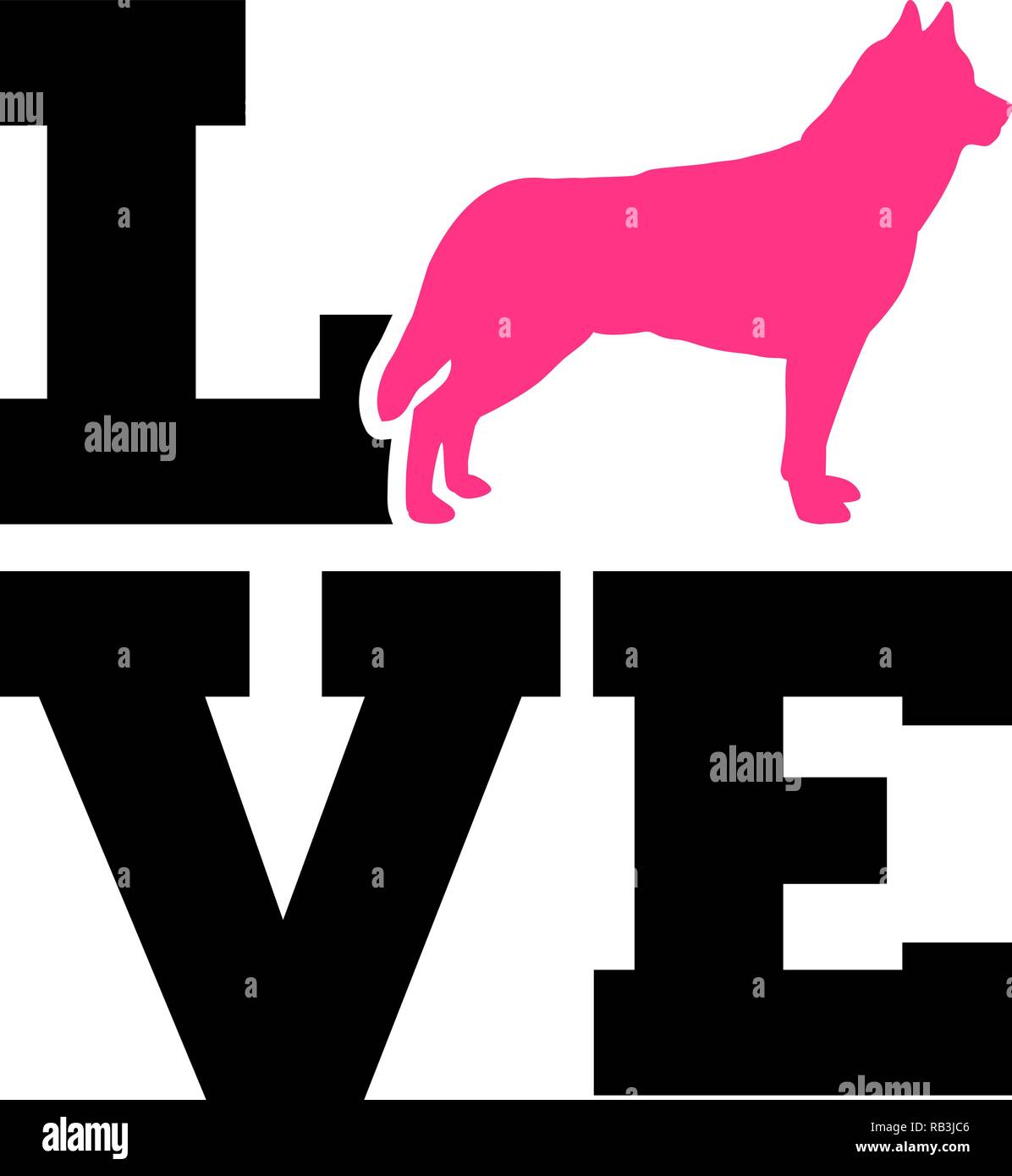 Husky amore con silhouette di rosa Illustrazione Vettoriale