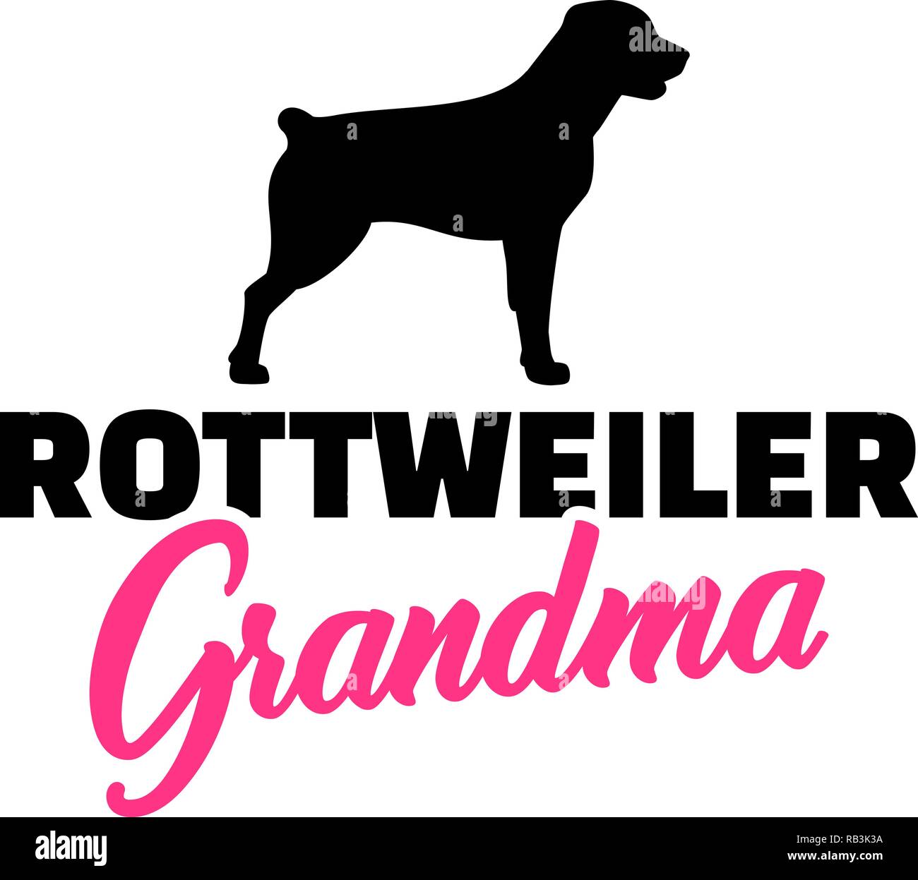Rottweiler nonna silhouette in nero Illustrazione Vettoriale