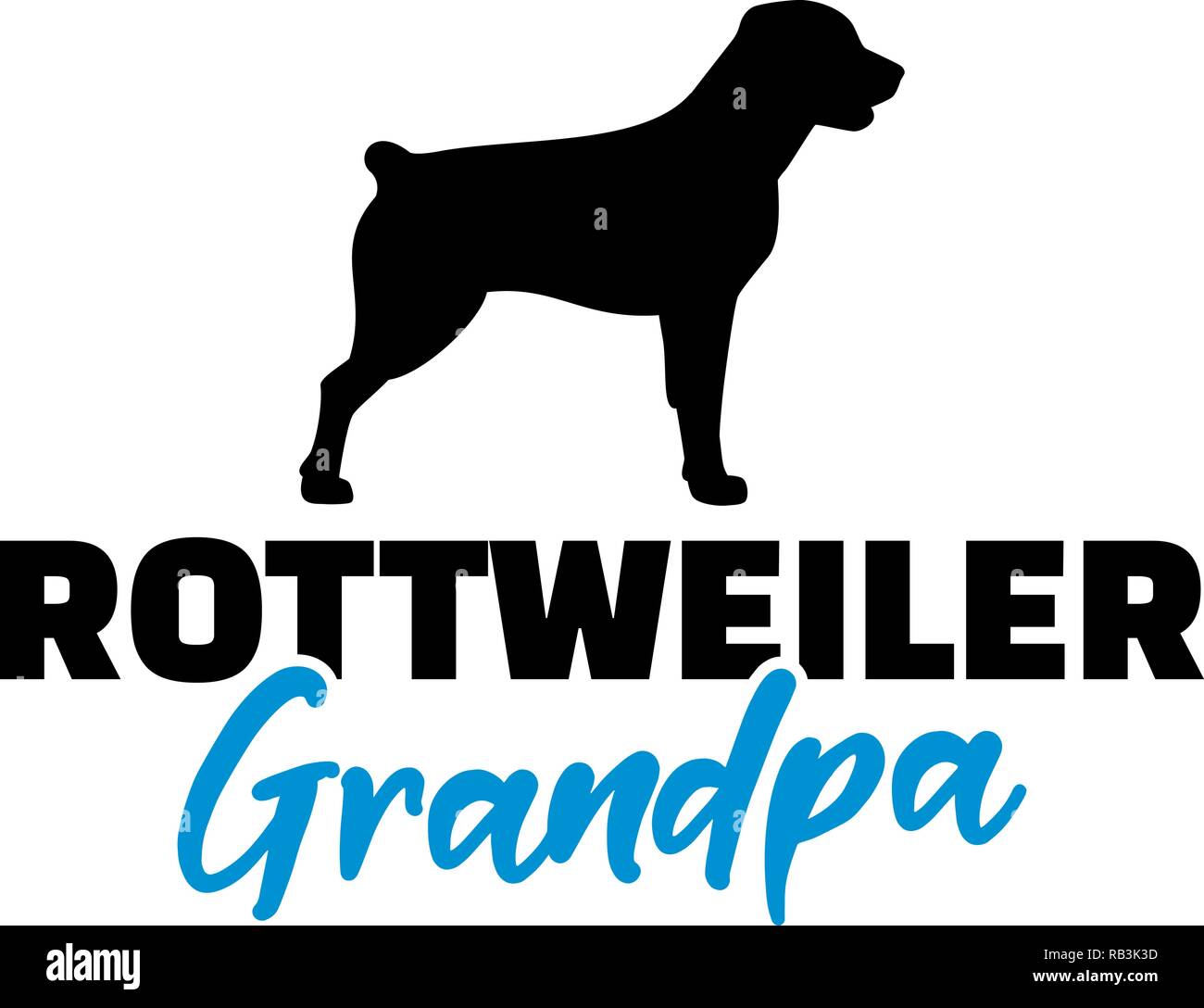 Rottweiler nonno silhouette in nero Illustrazione Vettoriale