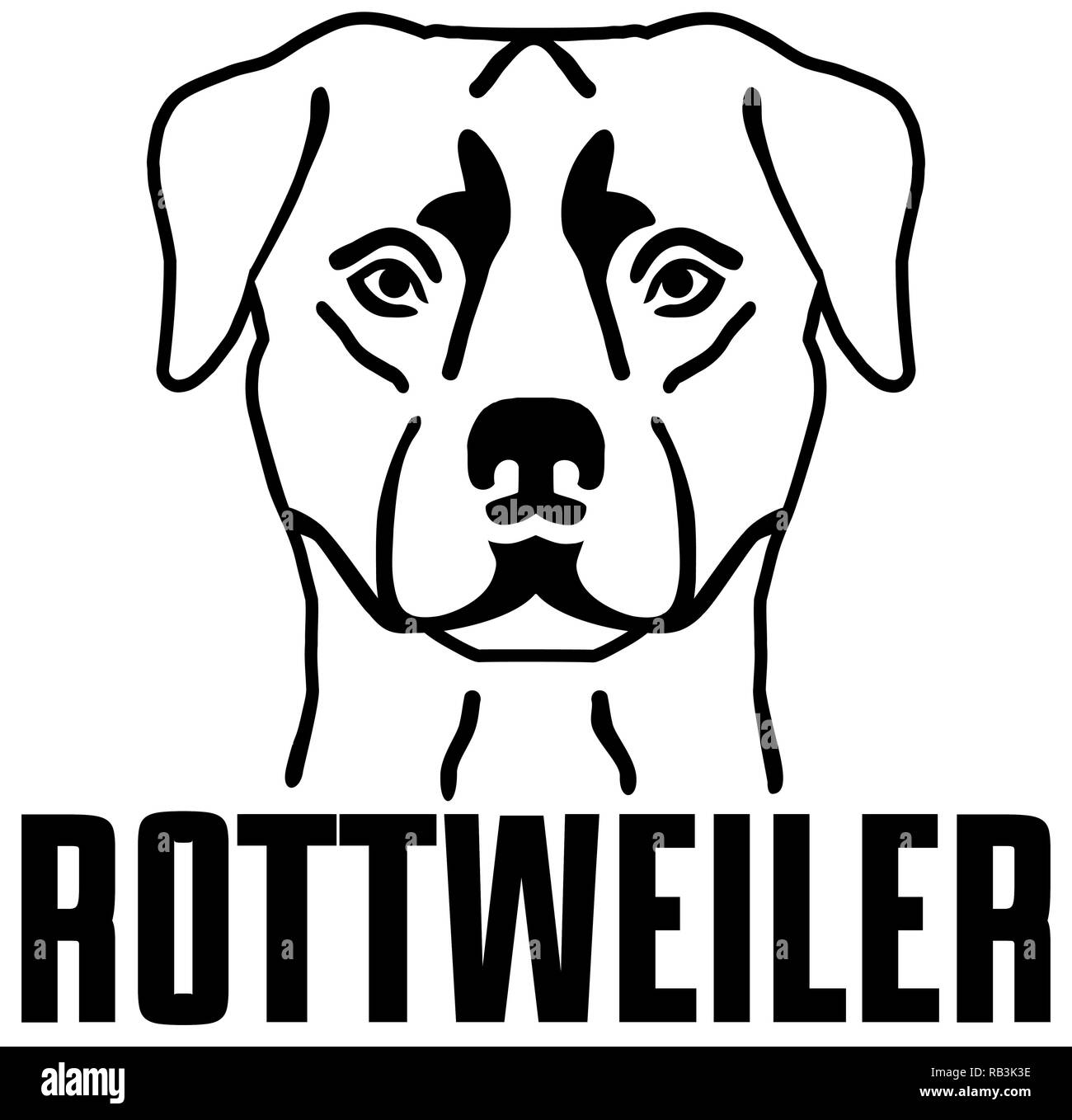 Rottweiler testa nera con nome Illustrazione Vettoriale