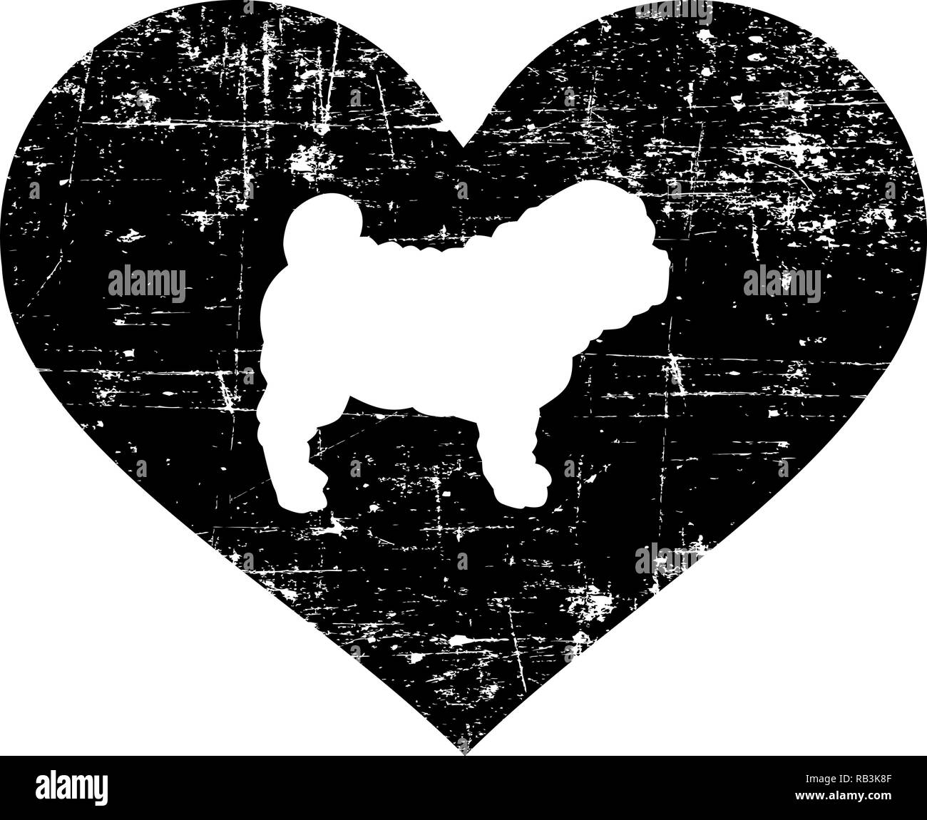 Shar Pei silhouette nel cuore nero Illustrazione Vettoriale