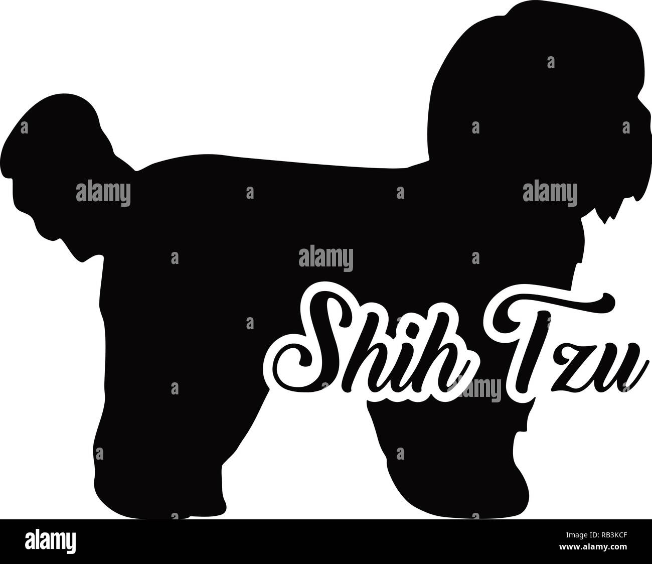 Shih Tzu silhouette con nome Illustrazione Vettoriale