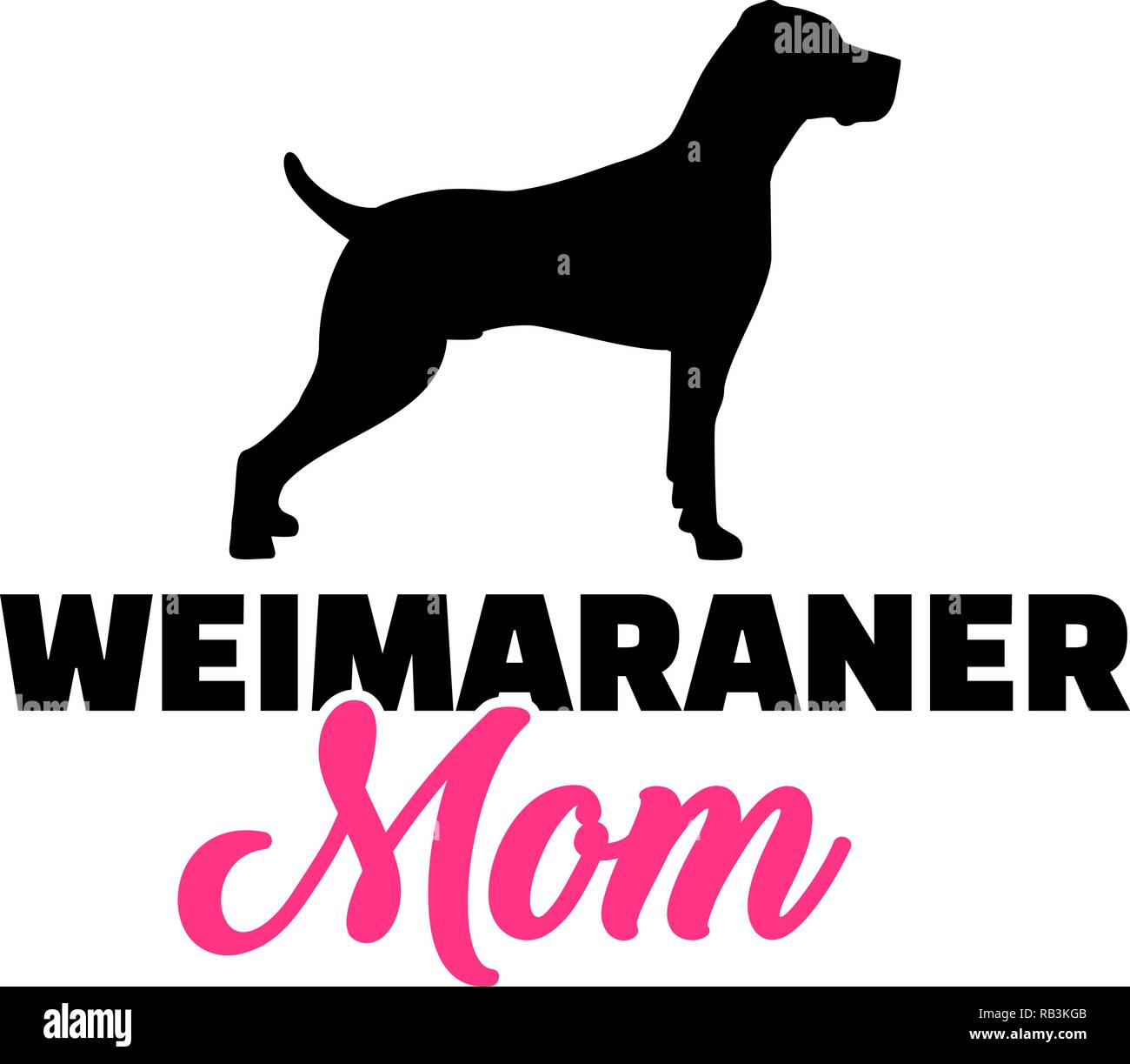 Weimaraner mom in rosa con silhouette Illustrazione Vettoriale