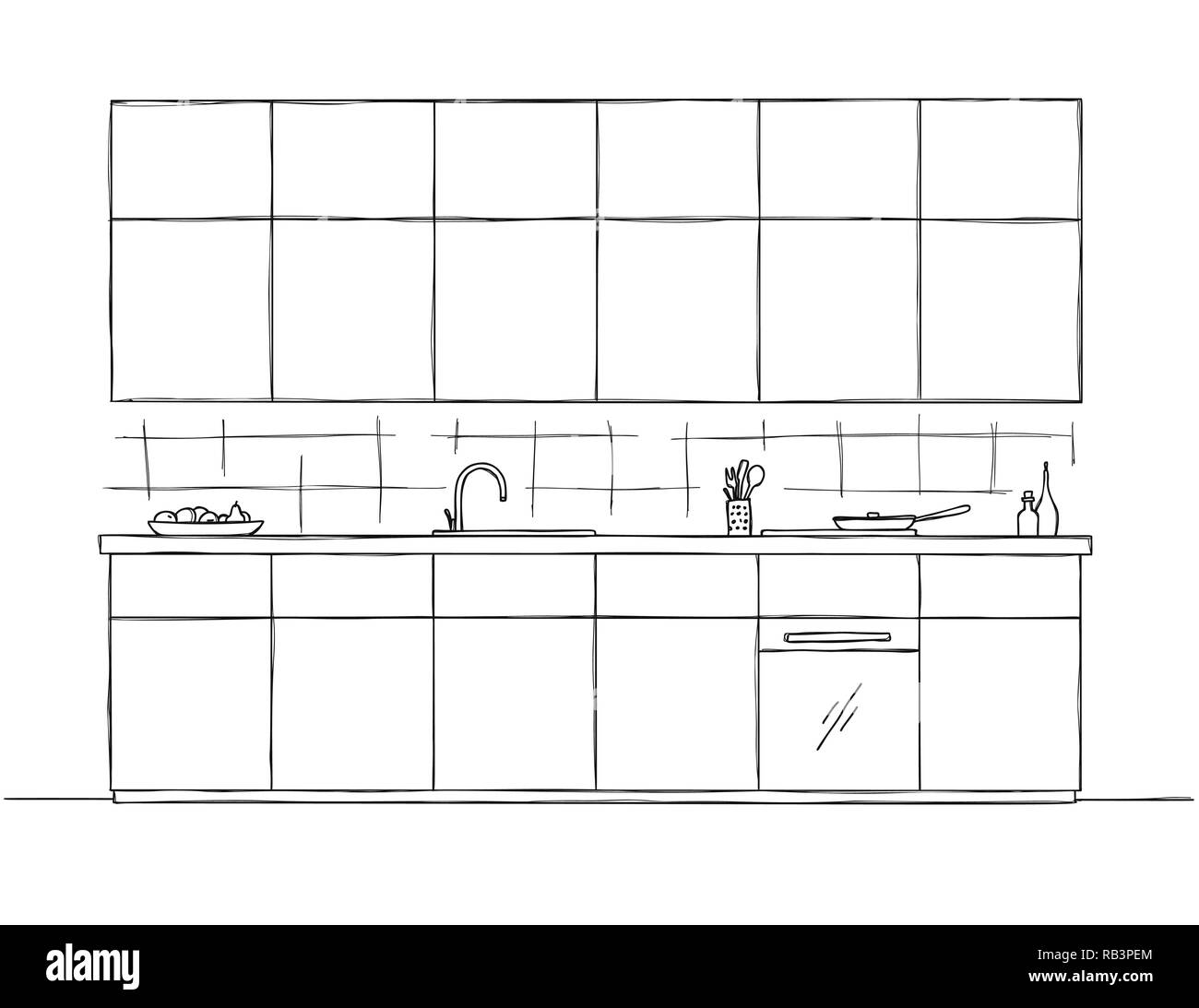 Disegnata per mobili da cucina. Illustrazione Vettoriale nel disegno stile. Illustrazione Vettoriale