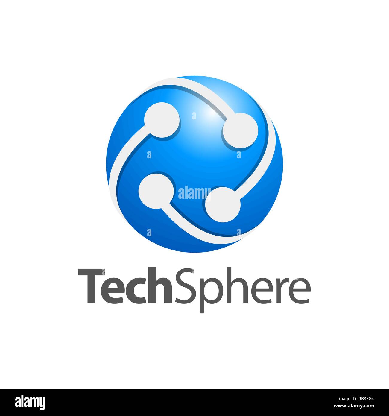 Cerchio blu sfera tech logo concept design template idea Illustrazione Vettoriale