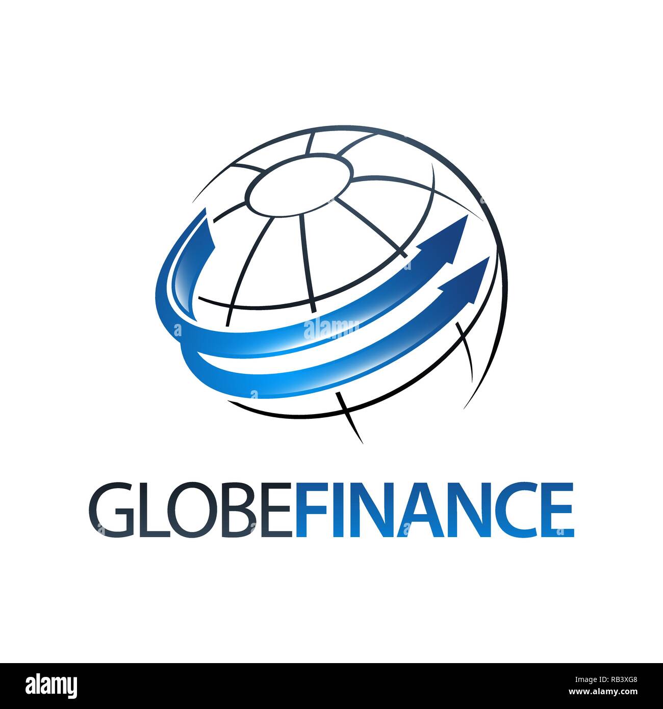 Finanza globale nel mondo ruotare la freccia logo concept design template idea Illustrazione Vettoriale