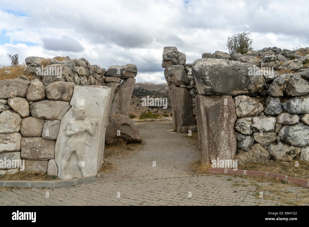 Re Gate a Hattusa che è stato ammesso alla lista del Patrimonio Mondiale dell'UNESCO nel 1986. Corum, Turchia. Foto Stock