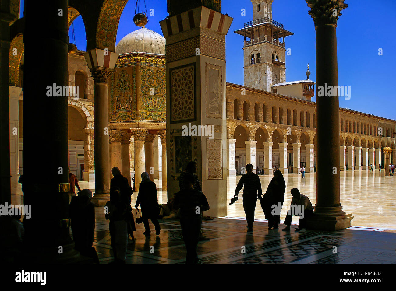 La Moschea Ummayad, conosciuta anche come la Grande Moschea di Damasco. Siria, Medio Oriente Foto Stock