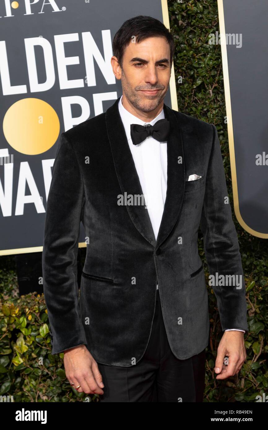 Beverly Hills, in California, Stati Uniti d'America. 06 gen 2019. Sacha Baron Cohen assiste la 76th Annuale di Golden Globe Awards, Golden Globes, presso l'Hotel Beverly Hilton di Beverly Hills, Los Angeles, Stati Uniti d'America, il 06 gennaio 2019. | Utilizzo di credito in tutto il mondo: dpa picture alliance/Alamy Live News Foto Stock