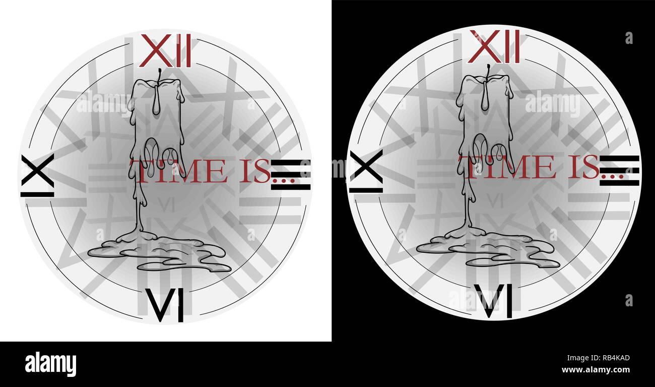 Disegno per un tatuaggio o una t-shirt candela e tempo di clock è ... Illustrazione Vettoriale